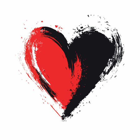 Red and black grunge heart on white background. Vector illustration.のイラスト素材