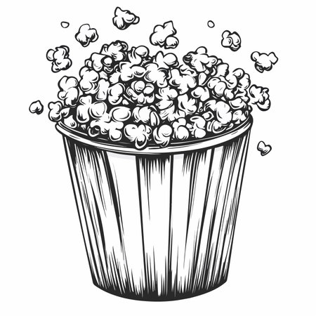 Illustrative Bucket of Popcorn for Movie Night, Fun-Filled and Munch-Worthyのイラスト素材