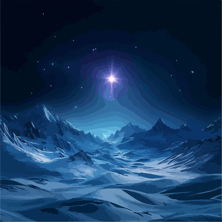 Captivating Starlit Night Sky Over Majestic Snowy Mountain Landscapeのイラスト素材