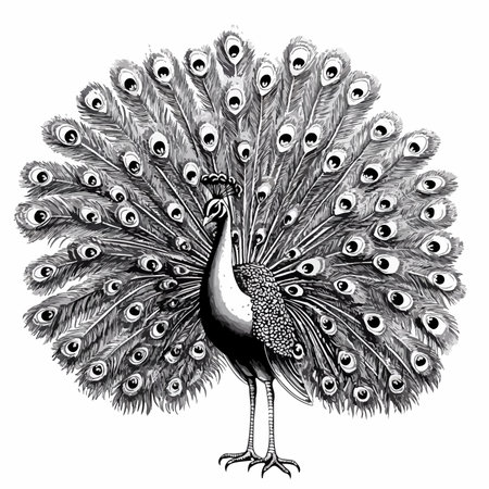 Detailed Black and White Illustration of a Peaのイラスト素材