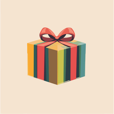 Embellished Gift Box with Vibrant Hues on a Neutral Backgroundのイラスト素材
