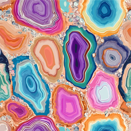 Vibrant Geode Crystal Seamless Pattern in Multicolored Huesのイラスト素材