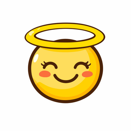 Angelic Smiley Face with Halo Illuminating Goodnessのイラスト素材