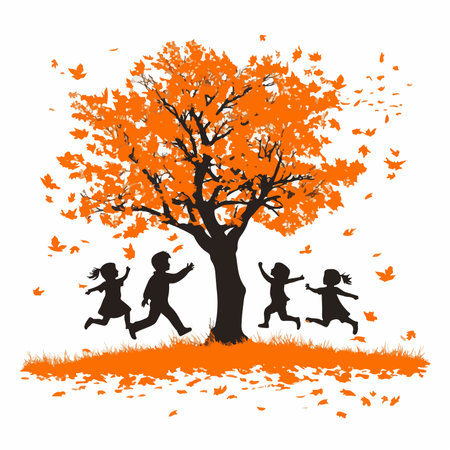 Family Silhouettes Isolated on Pure White Backgroundのイラスト素材