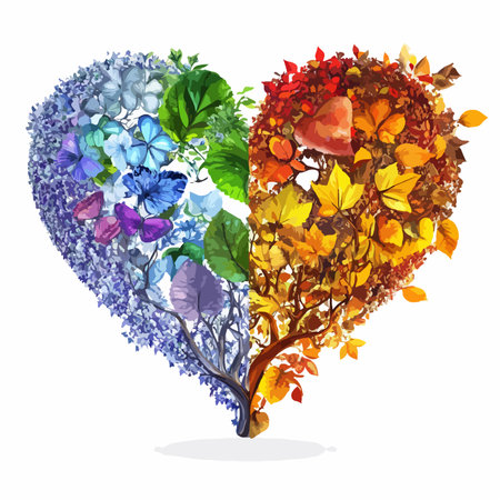 Four Seasons Heart-Shaped Art for Your Valentineのイラスト素材