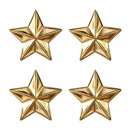 Row of Four Golden Stars on a Transparent Backgroundのイラスト素材