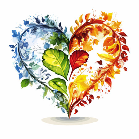 Four Seasons Heart-Shaped Art for Your Valentineのイラスト素材