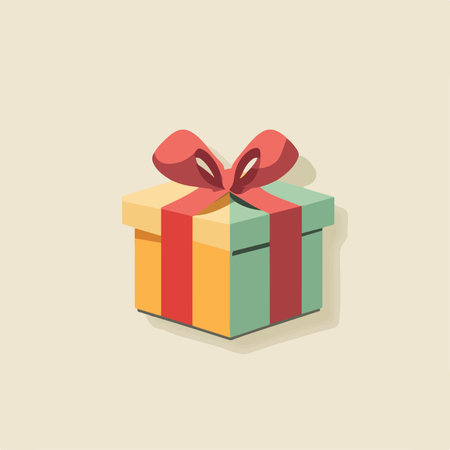 Embellished Gift Box with Vibrant Hues on a Neutral Backgroundのイラスト素材