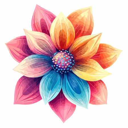 Vibrant and Colorful Concept Flower Vector in Isolated Designのイラスト素材