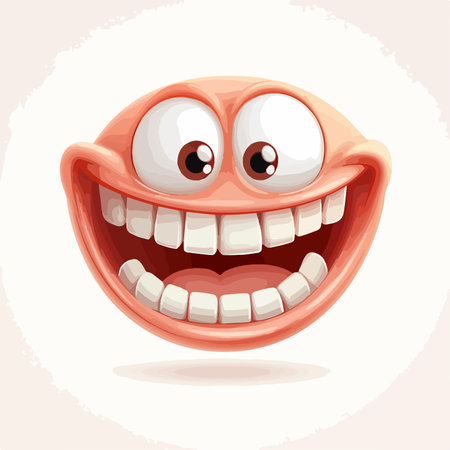 Delighted Grinning Emoji with Radiant Expressionのイラスト素材