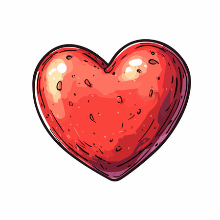 Red heart on a white background. Vector illustration in sketch style.のイラスト素材