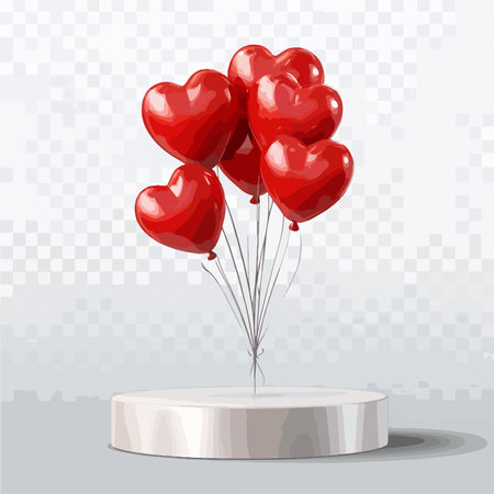 Valentine's day background with red heart balloons. Vector illustration.のイラスト素材