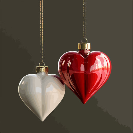 Two red and white hearts on a dark background. Vector illustration.のイラスト素材
