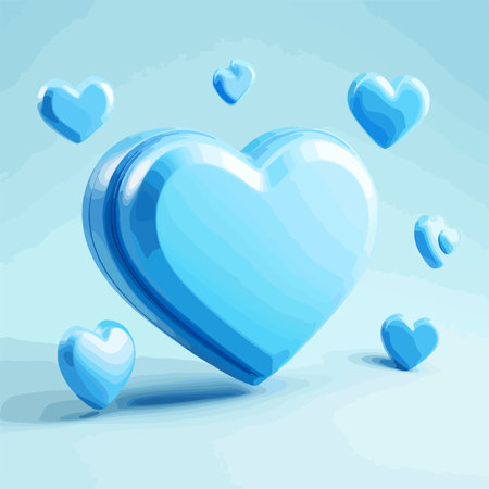 Blue heart with hearts on a blue background. Vector illustration for your design.のイラスト素材