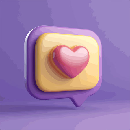 Heart icon in speech bubble isolated on purple background. Vector illustration.のイラスト素材