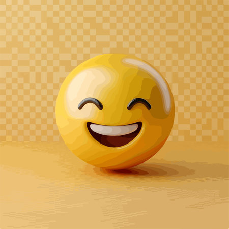 Smiling emoji face. Emoticon on a yellow background. Vector illustrationのイラスト素材