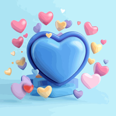 Blue heart on blue background with hearts. Valentines day vector illustration.のイラスト素材