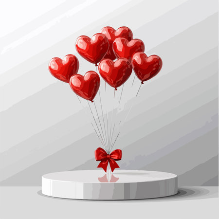 Valentine's day background with red heart balloons. Vector illustration.のイラスト素材