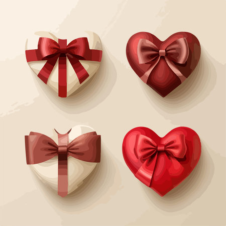 Set of gift boxes in the form of hearts. Vector illustration.のイラスト素材