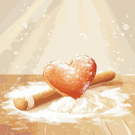 Valentines day background with heart and rolling pin. Vector illustration.のイラスト素材