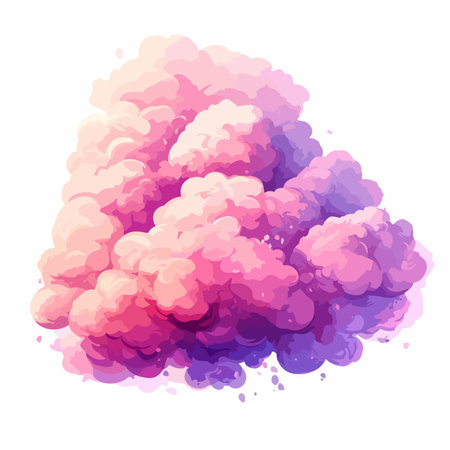 Pink cloud of smoke isolated on white background.  Vector illustration.のイラスト素材
