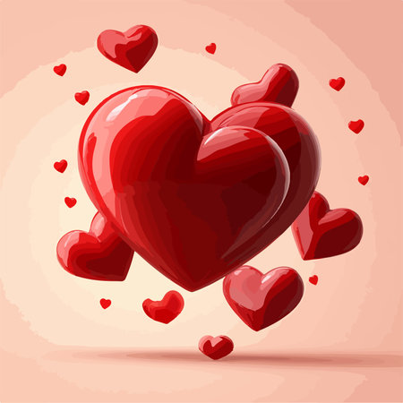 Valentine's day background with red hearts. Vector illustration.のイラスト素材