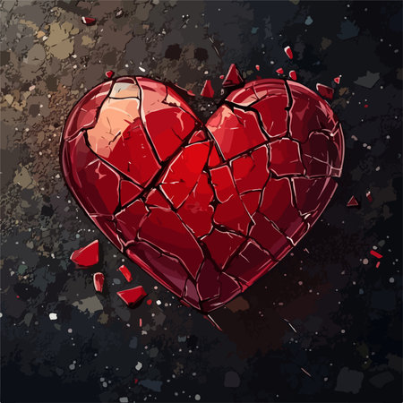 Broken heart on a dark background. Vector illustration for your designのイラスト素材