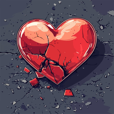 Broken heart on a dark grunge background. Vector illustration.のイラスト素材