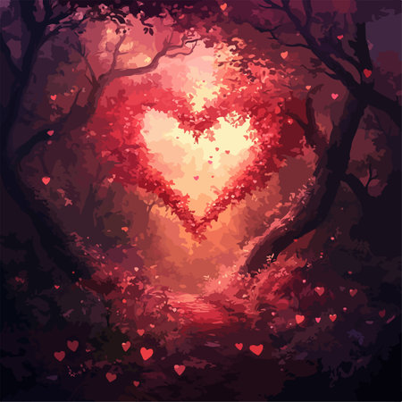 Valentines day background with heart and tree. Vector illustration.のイラスト素材