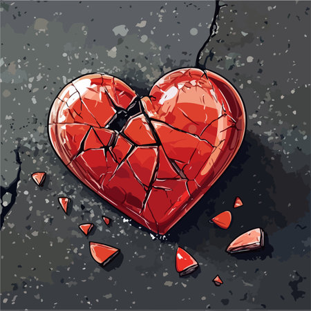 Broken heart on a grunge background. Vector illustration for your designのイラスト素材