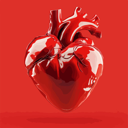 Human heart on a red background. Vector illustration. Eps 10.のイラスト素材