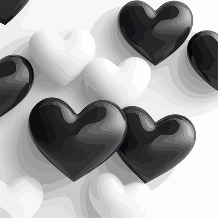 Black and white hearts on a white background. Vector illustration for your design.のイラスト素材