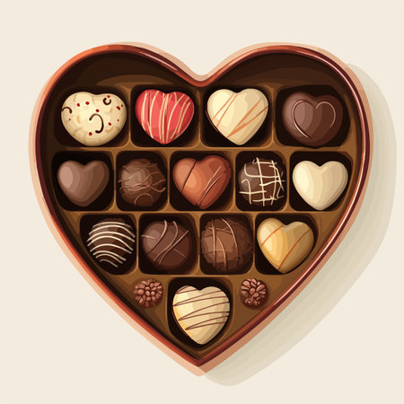 Heart shaped box of chocolates. Valentines day background.のイラスト素材