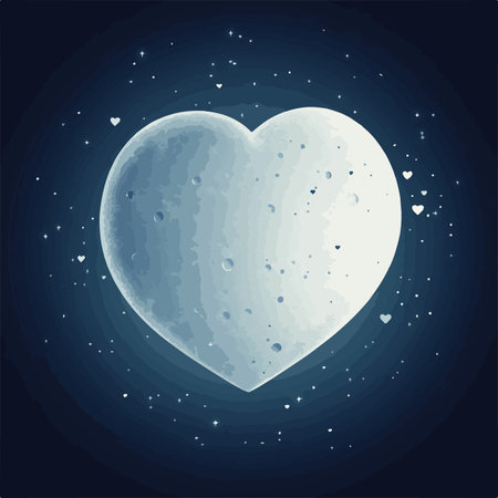 Vector illustration of a heart on a dark blue background with stars.のイラスト素材