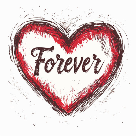 Hand drawn vector illustration of red heart with love lettering on white background.のイラスト素材