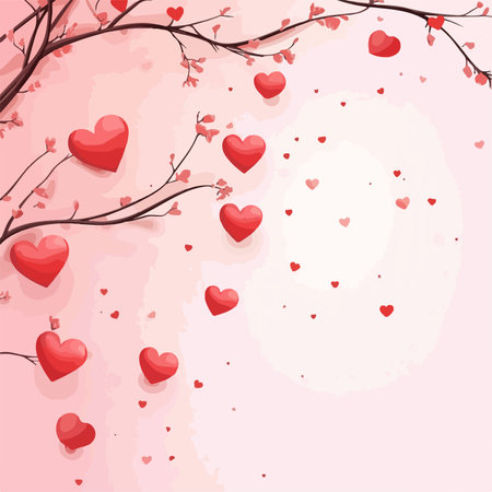 Valentine's day background with hearts and branches. Vector illustration.のイラスト素材