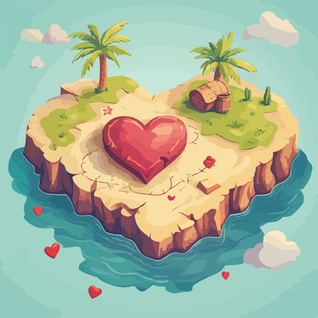 Love is in the air. Heart on the island. Vector illustrationのイラスト素材