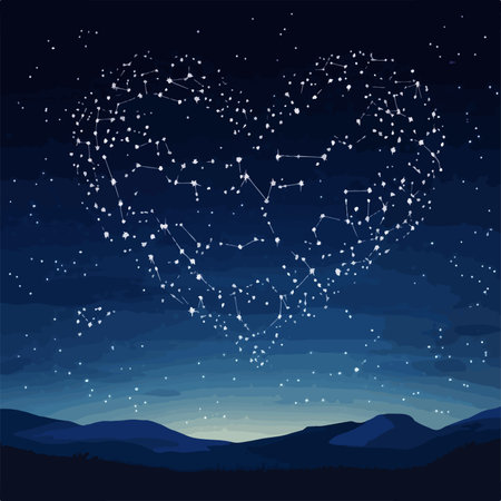 Heart in the sky with stars and constellations. Vector illustration.のイラスト素材