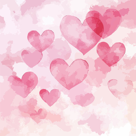 Pink watercolor hearts. Valentines day background. Vector illustration.のイラスト素材