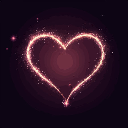 Glowing heart on a dark background. Valentine's Day. Vector illustrationのイラスト素材