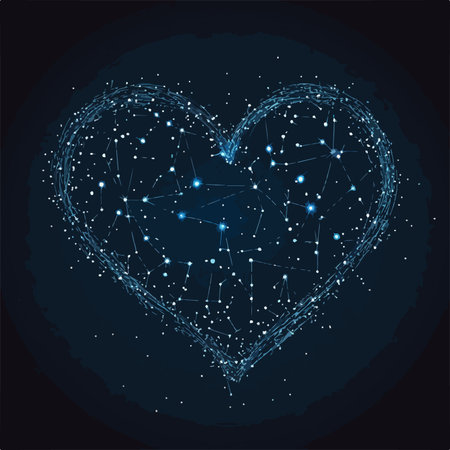 Abstract polygonal heart on a dark blue background. Vector illustrationのイラスト素材