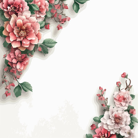 Vintage floral background with blooming flowers and leaves. Vector illustration.のイラスト素材