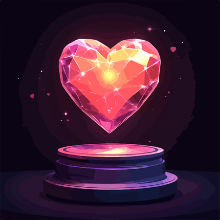 Valentine's day background with heart and podium. Vector illustration.のイラスト素材