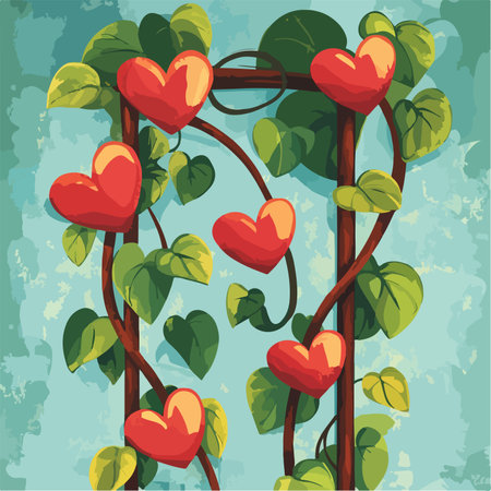 Valentine's day background with hearts and vines. Vector illustration.のイラスト素材