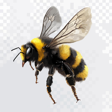 Bee isolated on transparent background. Bumblebee. Vector illustration.のイラスト素材