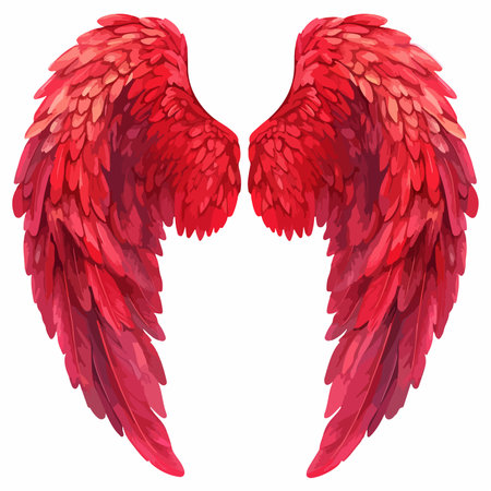 Red angel wings isolated on white background. Vector illustration. Eps 10.のイラスト素材