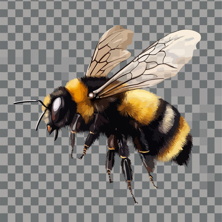 Bee on transparent background. Bumblebee vector illustration. EPS 10のイラスト素材