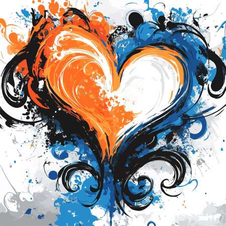Grunge heart with grunge brush strokes. Vector illustration.のイラスト素材