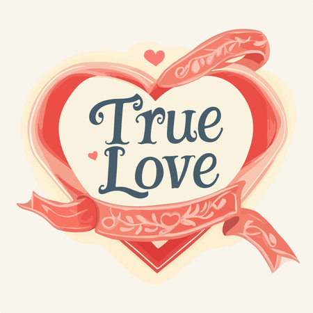 I love you lettering with heart and ribbon. Vector illustration.のイラスト素材