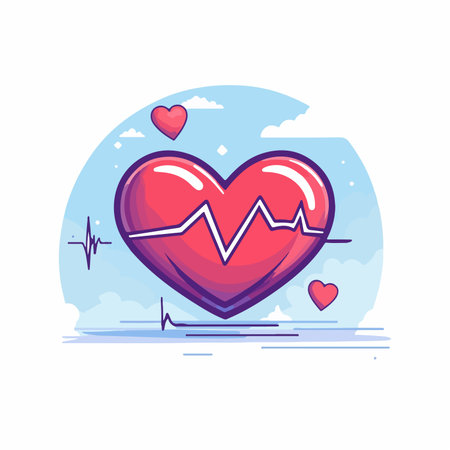 Cardiogram icon. Heart and cardiogram. Vector illustrationのイラスト素材